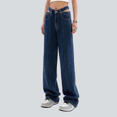 Cut-out waistband women baggy jeans