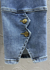 DIY Denim Blue High Waist Sashes Crop Pants