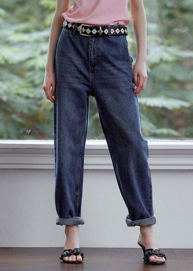 DIY Navy Oversized High Waist Denim Pants