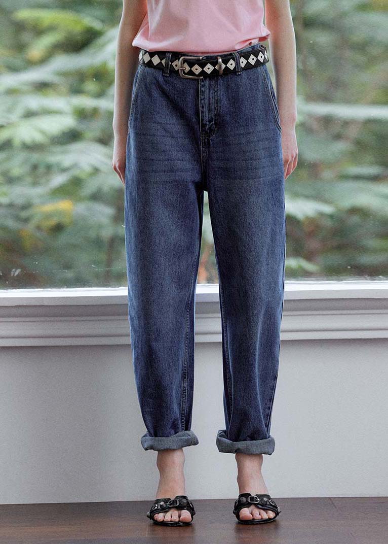 DIY Navy Oversized High Waist Denim Pants