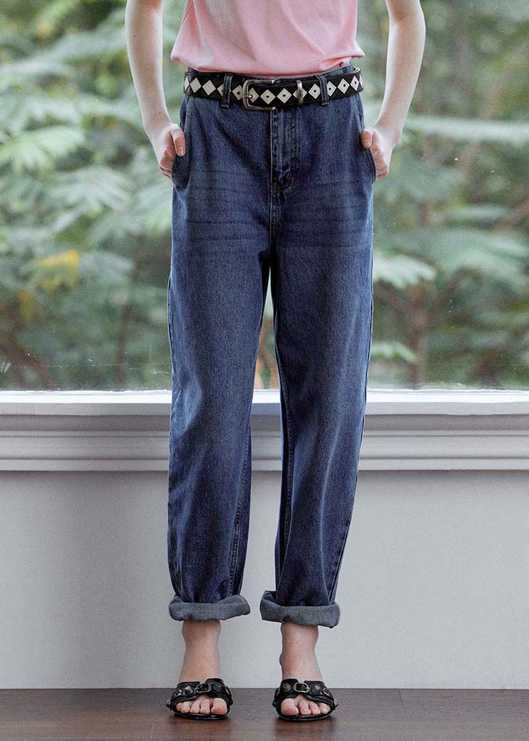 DIY Navy Oversized High Waist Denim Pants