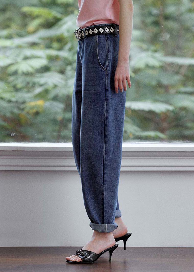 DIY Navy Oversized High Waist Denim Pants