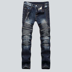 Dunkelblaue Bikerjeans