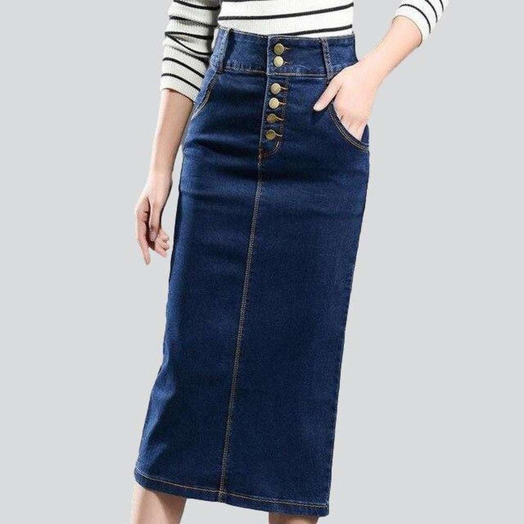 Dark blue long denim skirt – Rae Jeans