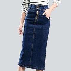 Dark blue long denim skirt