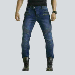 Dark blue men biker jeans