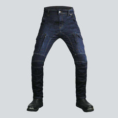 Dark blue men motorcycle jeans