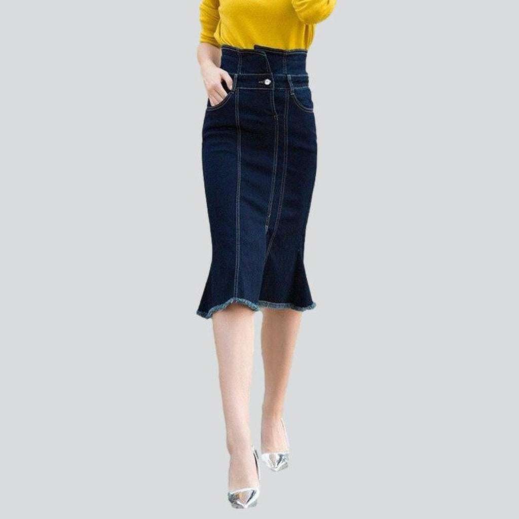 Dark blue trumpet denim skirt – Rae Jeans