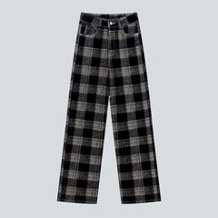 Dark checkered women baggy jeans