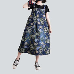 Dark denim dress with flowers