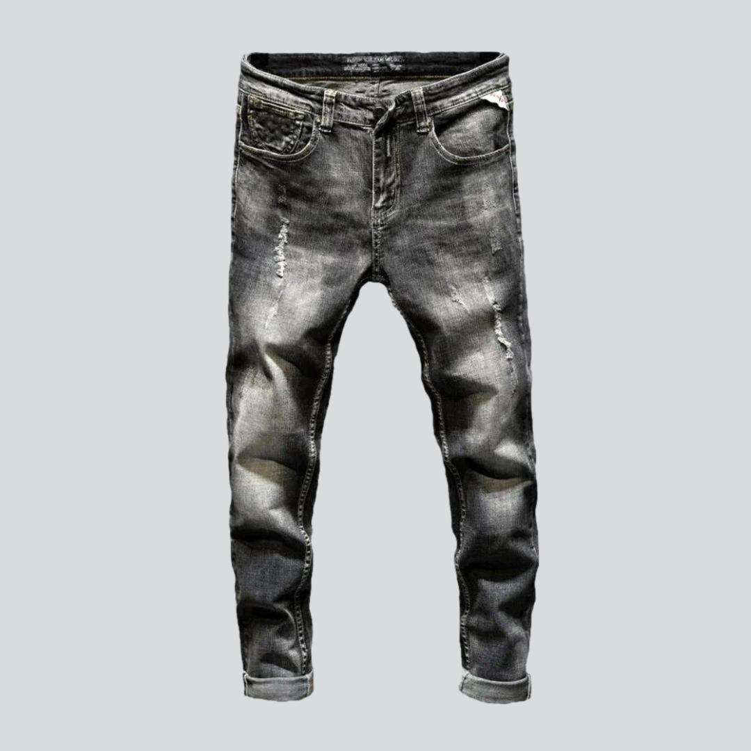 Dark grey men's torn jeans – Rae Jeans