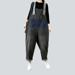 Dark grey women denim jumpsuit