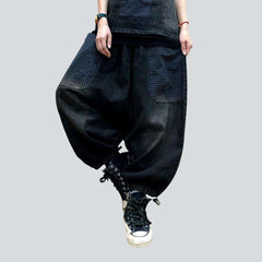 Dark patchwork harem denim pants