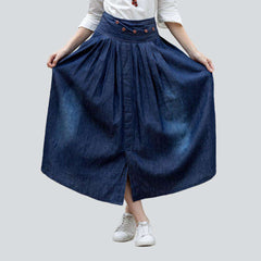 Dark wash flare jean skirt