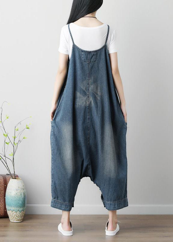 Jeansblauer, lässiger, lockerer Jumpsuit