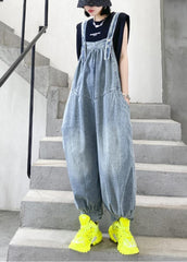 Denim blue overalls new thin casual one-piece pants