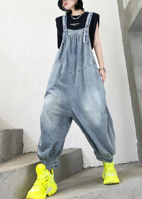 Denim blue overalls new thin casual one-piece pants