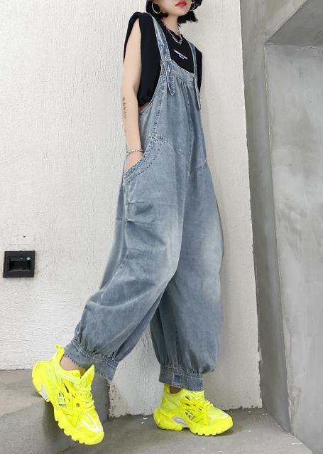 Denim blue overalls new thin casual one-piece pants