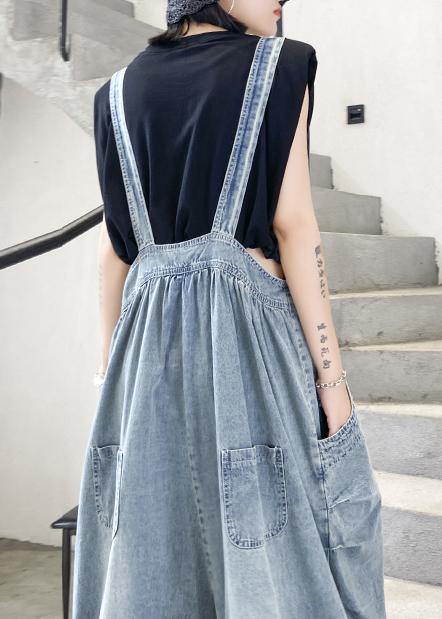 Denim blue overalls new thin casual one-piece pants