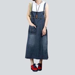 Denim dress with back drawstrings