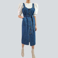 Denim dress with suspenders