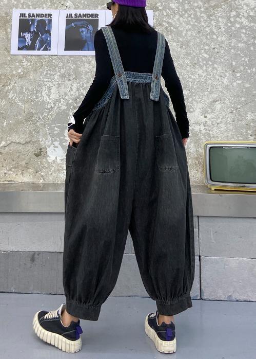 Denim overalls 2021 new plus size casual nine-point lantern pants female jumpsuit