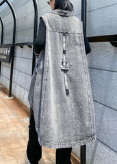 Denim Vest vest jacket loose mid-length waistband outer wear