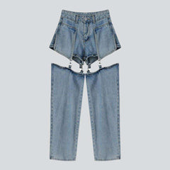 Detachable leg women baggy jeans