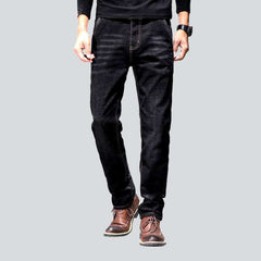 Diagonal pocket black men jeans