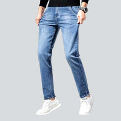 Diagonal pocket sanded men jeans