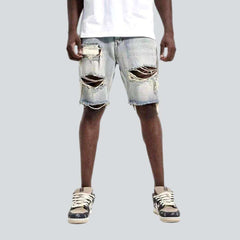 Distressed baggy men denim shorts