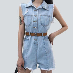 Distressed edges women overall shorts