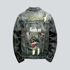 Jeansjacke für Herren mit Adler-Stickerei