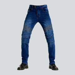 Elastic blue men biker jeans