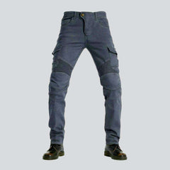 Elastic cargo men biker jeans