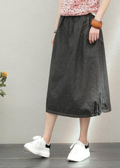 Elastic waist mid-length half-length denim skirt loose loose  wild A-line skirt