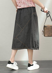 Elastic waist mid-length half-length denim skirt loose loose  wild A-line skirt