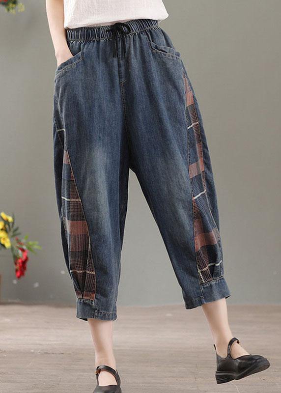 Pantalones vaqueros harén elegantes con bolsillos azules y patchwork para otoño