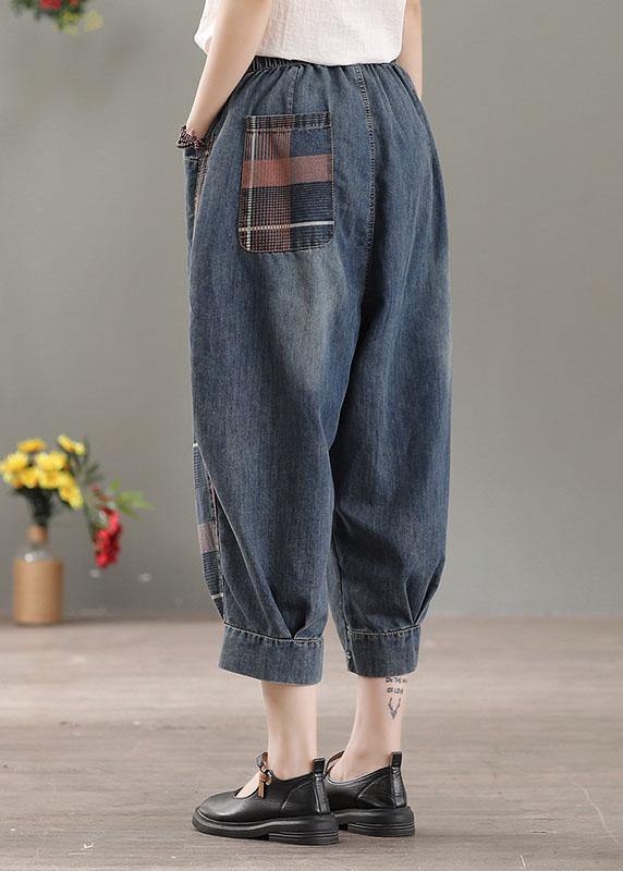 Pantalones vaqueros harén elegantes con bolsillos azules y patchwork para otoño