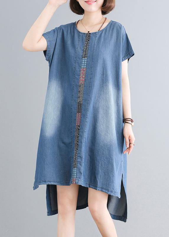 Elegant Cotton clothes Indian Casual Spliced Pockets Denim Dress