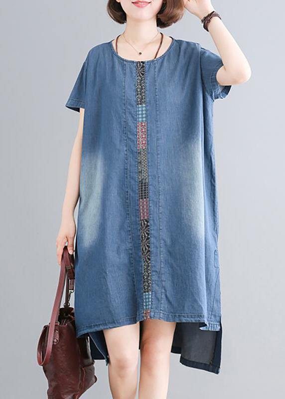 Elegant Cotton clothes Indian Casual Spliced Pockets Denim Dress