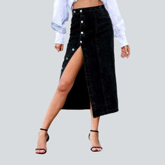 Elegant buttoned women deniim skirt