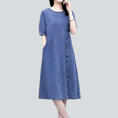 Elegant half-sleeve denim dress