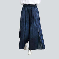 Pantalones vaqueros culotte con bandas bordadas