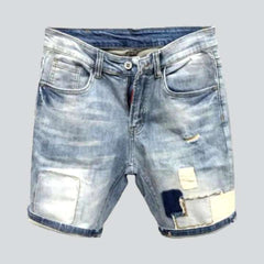 Embroidered bermuda men denim shorts