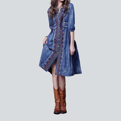 Embroidered fashion women denim dress