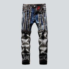 Embroidered patch vintage men jeans
