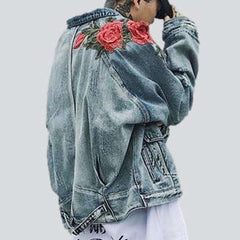 Embroidered ripped men jeans jacket