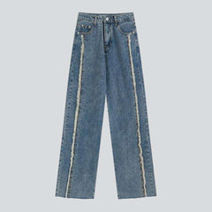 Embroidered seams women baggy jeans