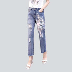 Embroidered with flowers women jeans